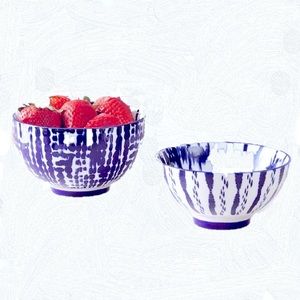 Tie-Dye Nesting Bowls Set of 2, Indigo/White